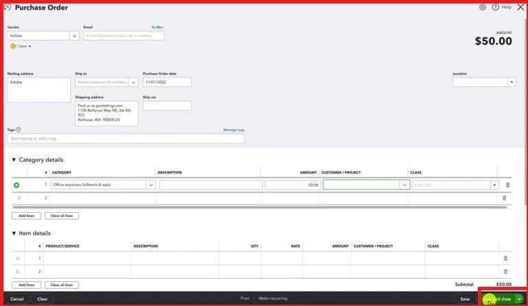 Purchase Orders ratio