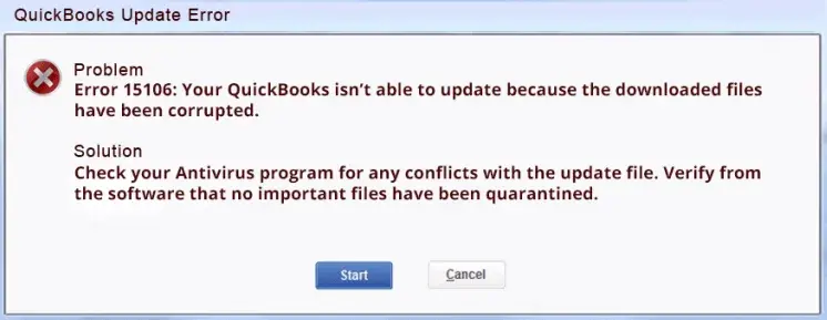 QuickBooks error code 15106