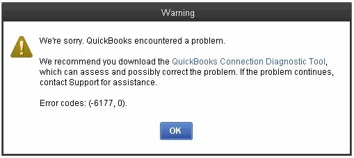 QuickBooks error message 6177 0