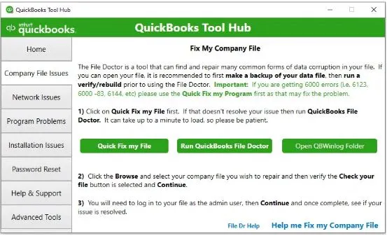 QuickBooks file doctor tool