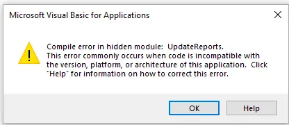 QuickBooks Compile Error in Hidden Module 