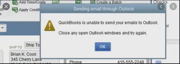 QuickBooks send email not working