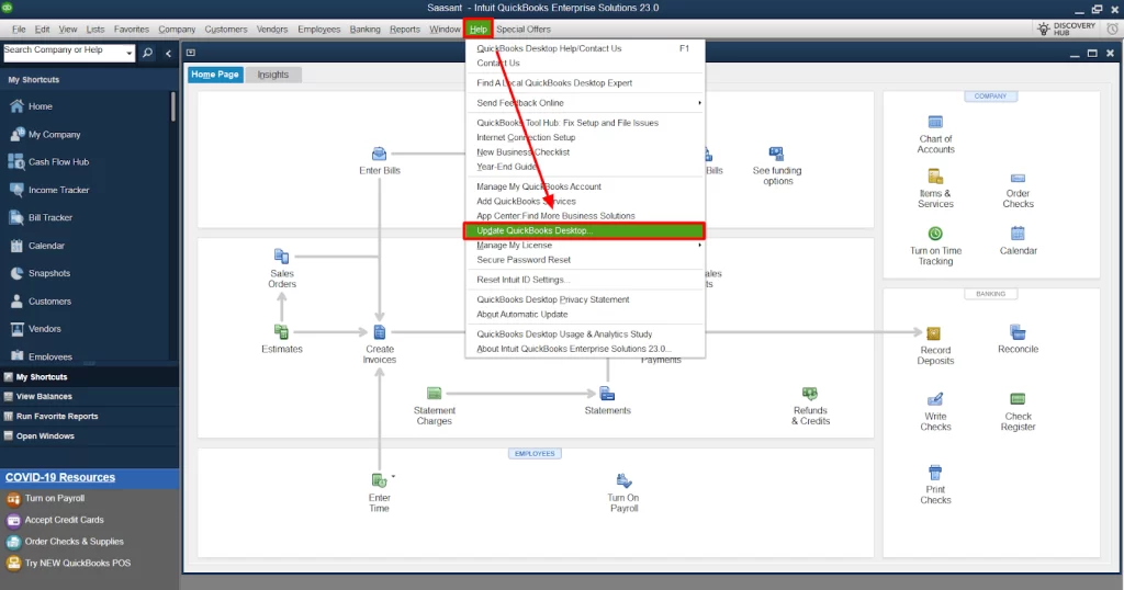 Update QuickBooks desktop app to the latest release