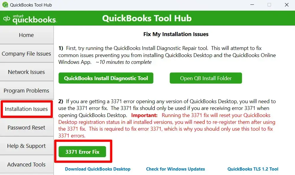 3371 Error Fix Via QB Tool Hub 