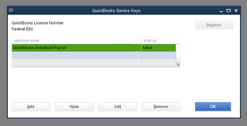 Status of QuickBooks Payroll subscription