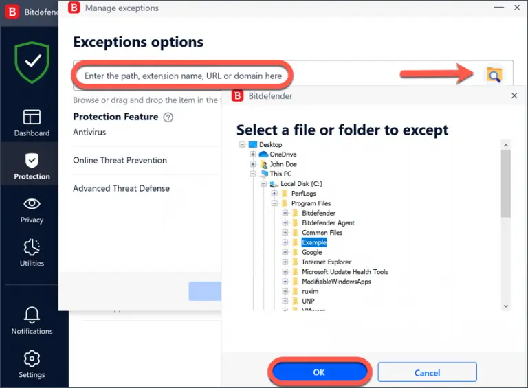 path of the file or folder