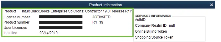 product information window
