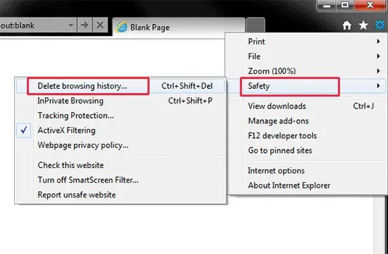 Click Delete Browsing data option