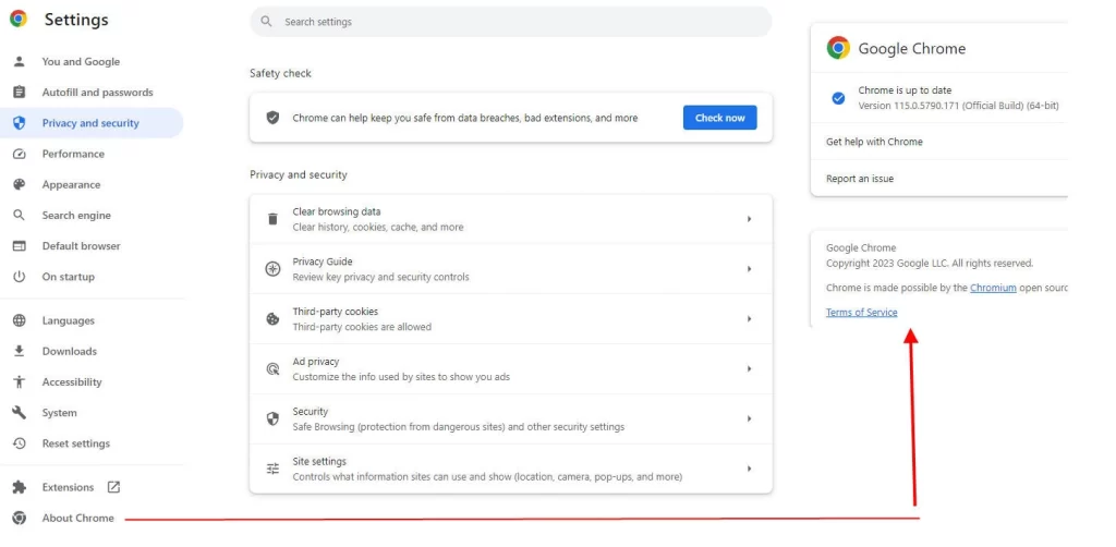 choose the Settings option