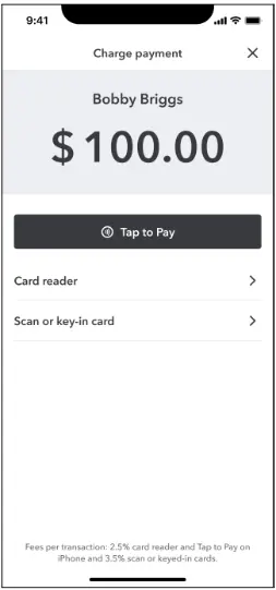 Charge tab and then click the Tap to Pay option