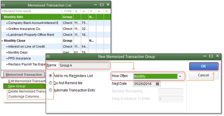 Creating-memorized-transaction-group