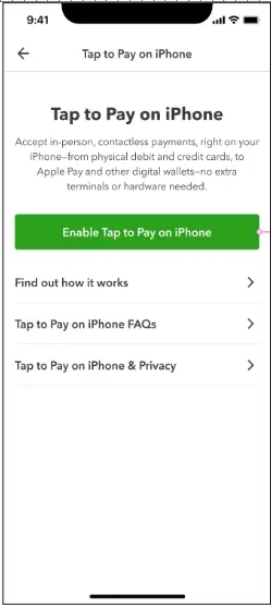 Enable Tap to Pay on iPhone option