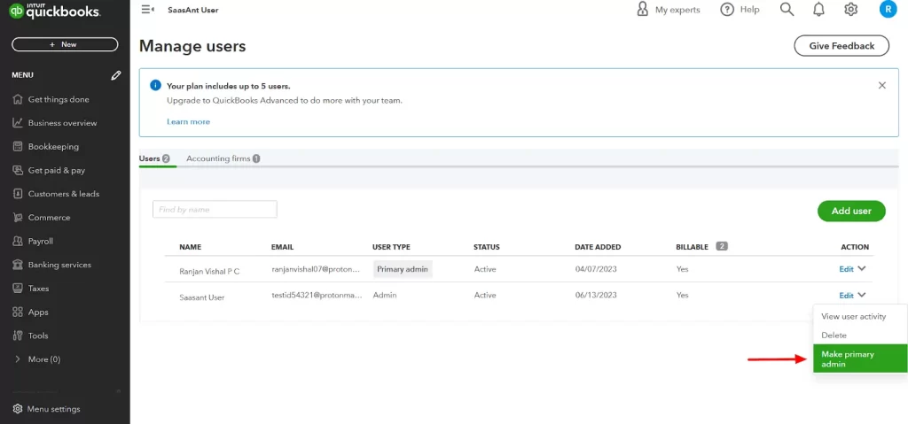 Change Primary Admin