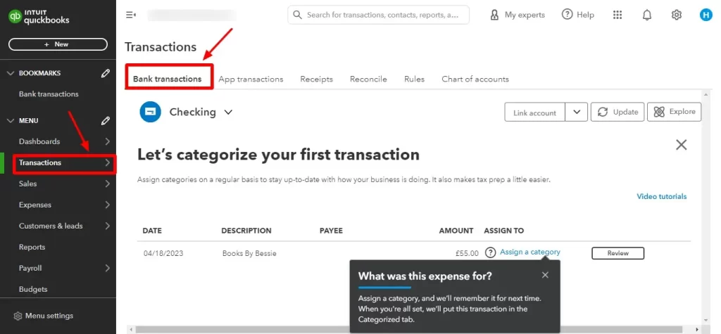 Connect your account to QuickBooks Online.