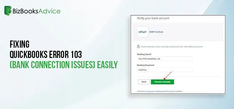 Bank Error 103 in QuickBooks Online