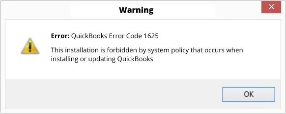 QuickBooks error message 1625