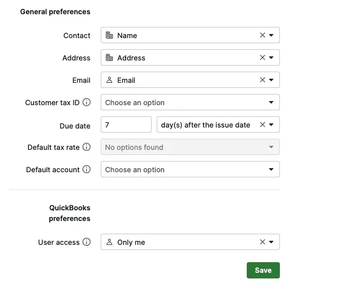 save your QuickBooks integration preferences for your Pipedrive company account. 
