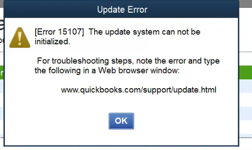 QuickBooks error 15000 (a series of errors from 15107)