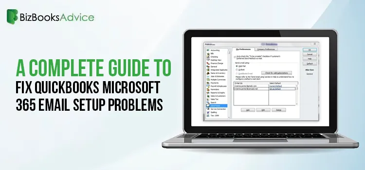 QuickBooks Microsoft 365 email setup problems