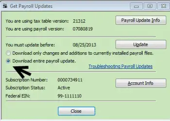 to see your current tax table version.