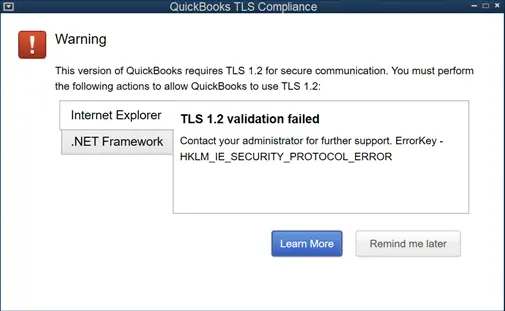 QuickBooks TLS Errors
