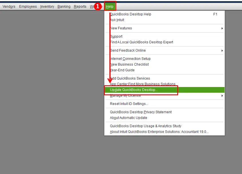 Help menu and click Update QuickBooks Desktop