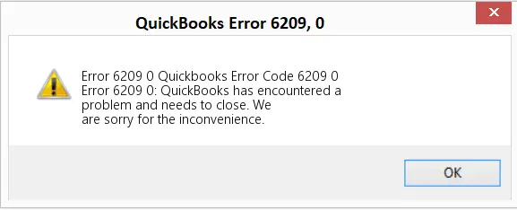 Fix QuickBooks Error 6209, 0