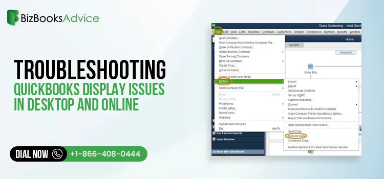 How do I fix display issues in QuickBooks