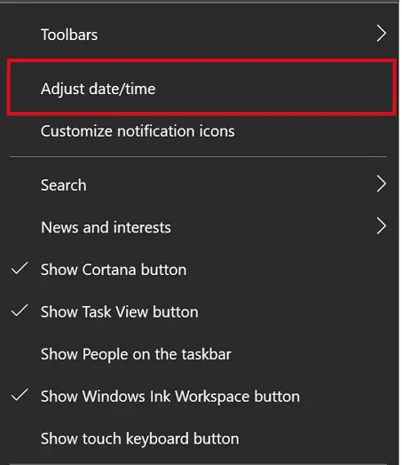 Adjust date/time