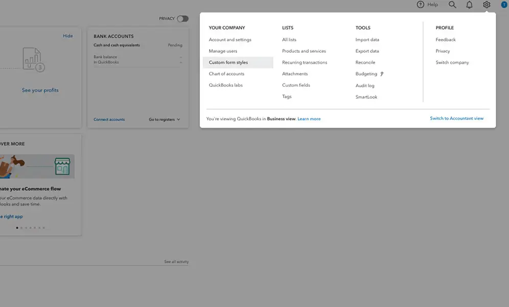 To begin with, click the Gear icon at the top and choose Custom Form styles.